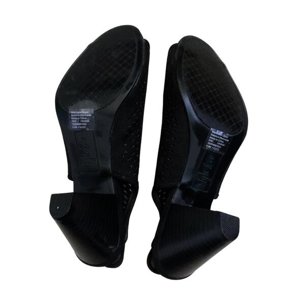 Style & Co Black Suede Caged Peep Toe Slingback Heels Sandals Size 8.5 Cutout - Picture 6 of 8